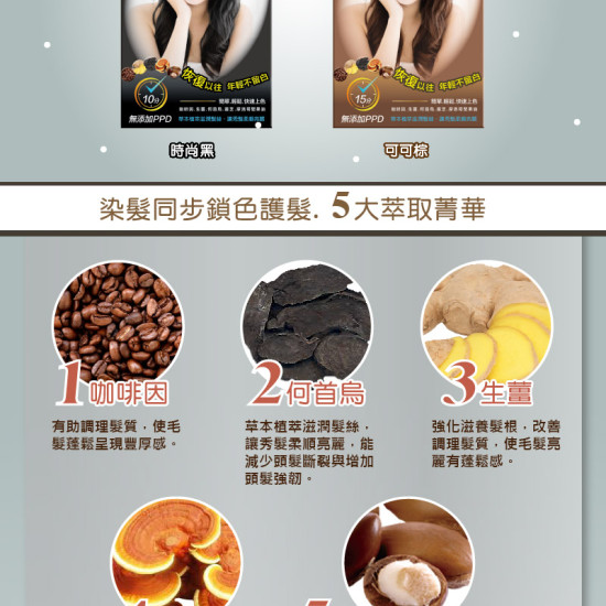 美髮時空無PPD植萃染髮乳超值組5盒+送兩包